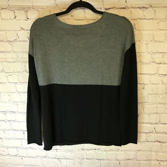 Splendid Gray Black Colorblock Poly Cashmere Blend Pullover Sweater Size S - Picture 5 of 8